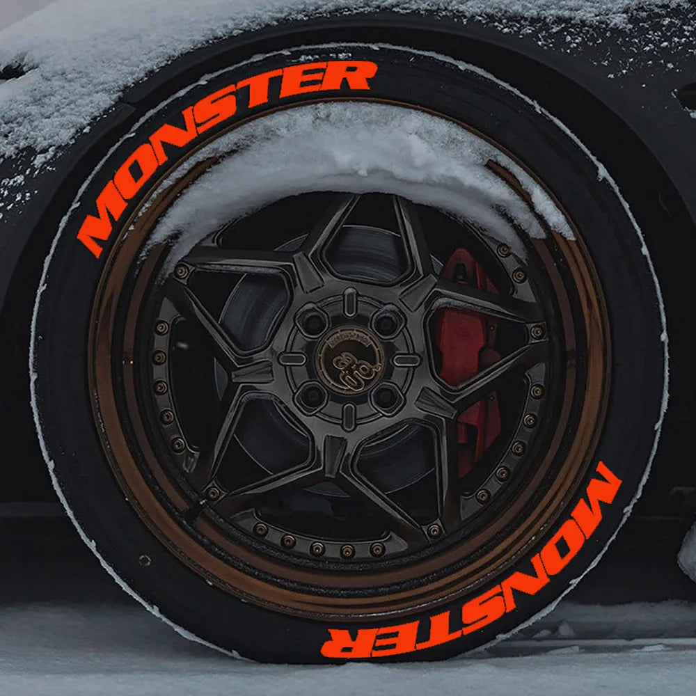 8PCS Lot Monster Tire Decals 3D Pvc Joined Stickers