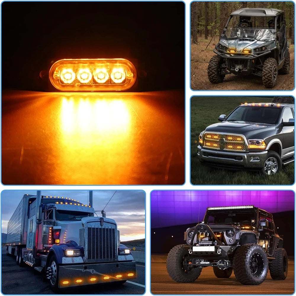 Amber Grille In Flash Bar Truck Motorcycle Emergency Trailer
