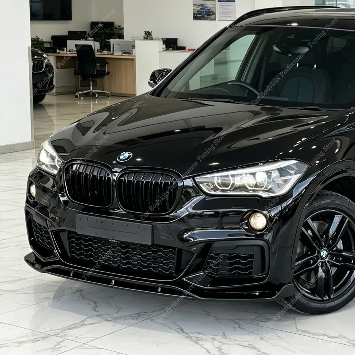 For BMW X1 F48 M Sport Gloss Black Mt Front Bumper Lip Spoiler