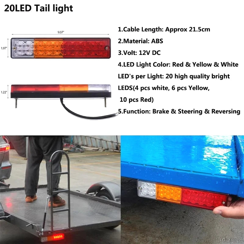 2PCS Truck Trailer Rear Tail Brake Stop Turn Signal
