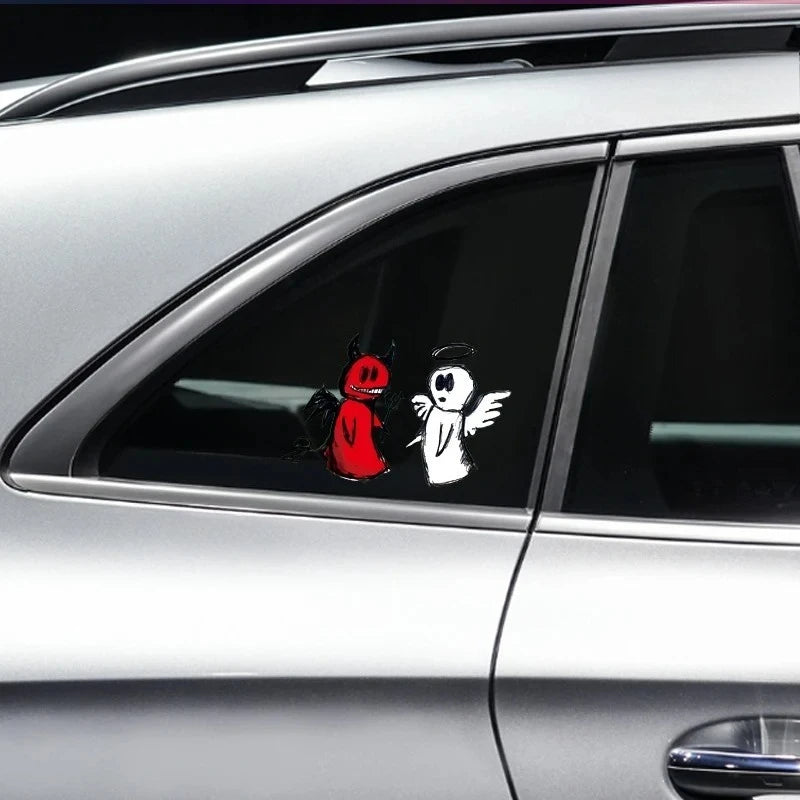 Vinyl Waterproof Hand Drawn Angel Demon Cartoon Motorcycle