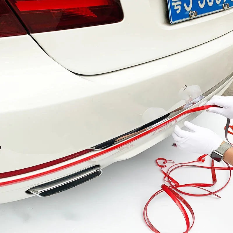 Bright Red Exterior Chrome Body Strip Bumper Door Protective