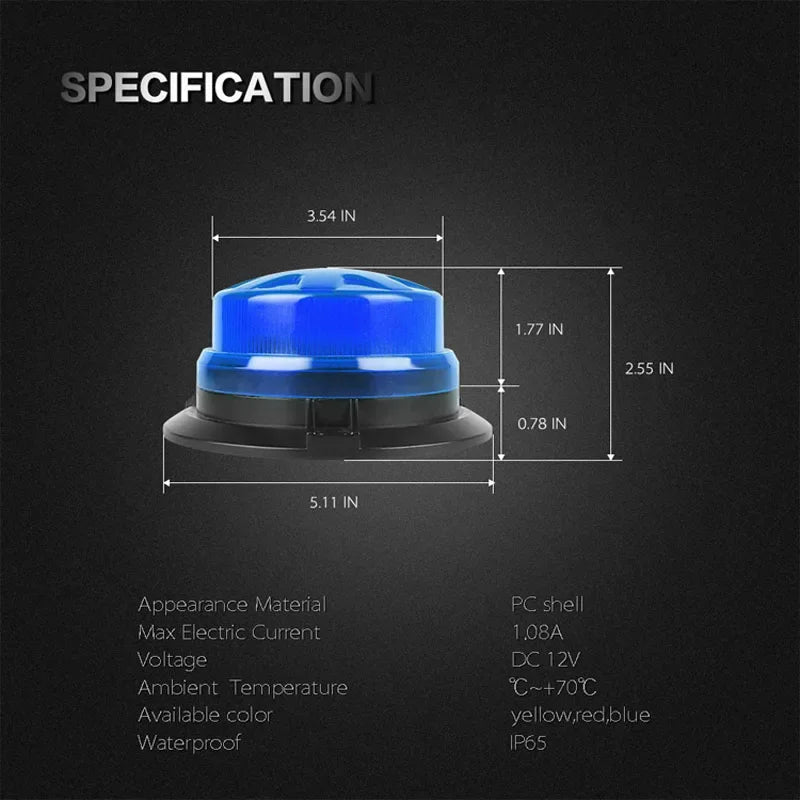 For Vehicle 1PC Battery 24LED Strobe Wireless Amber Emergency