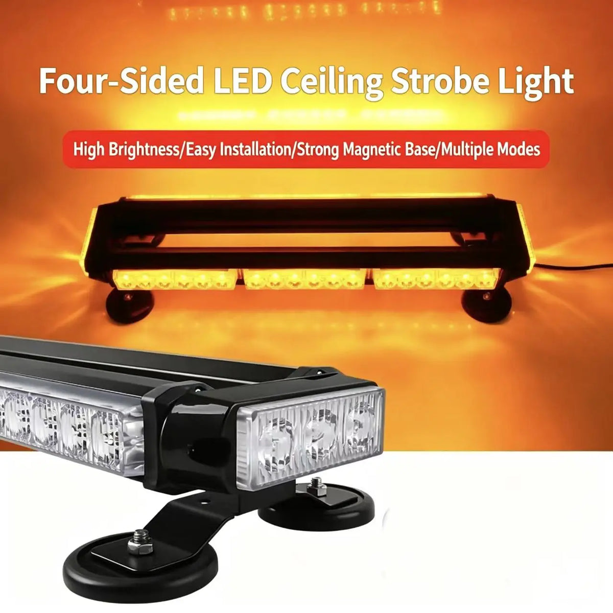 For Vehicles 12V 23inch Double Side Strobe Bar Amber Emergency