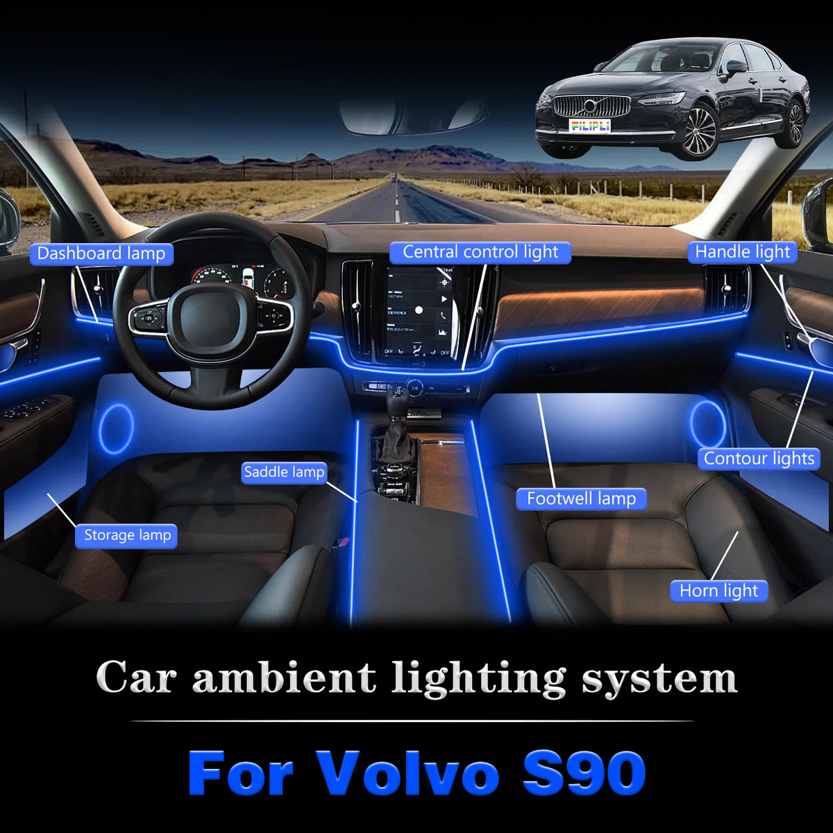 For Volvo S90 Luxury Hidden Mounting Acrylic Interior Ambient