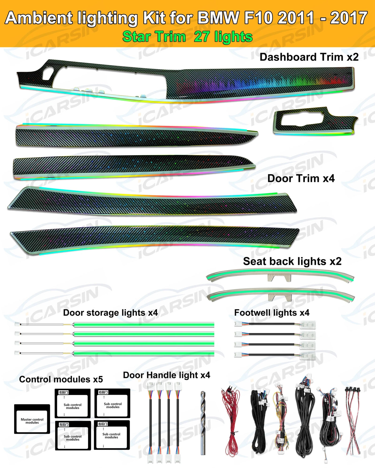 For BMW 5 Series 2011-2017 F11 Dynamic Colors F10 Ambient F18