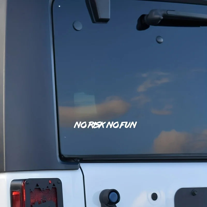 22CM 2.4cm No Risk Fun Sticker Decal Black White