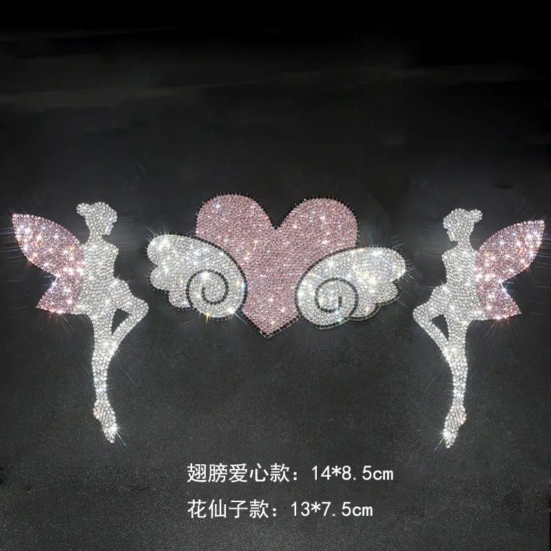 Bling Angel Wing Heart Crystal Sticker Rhinestone Stars 3D