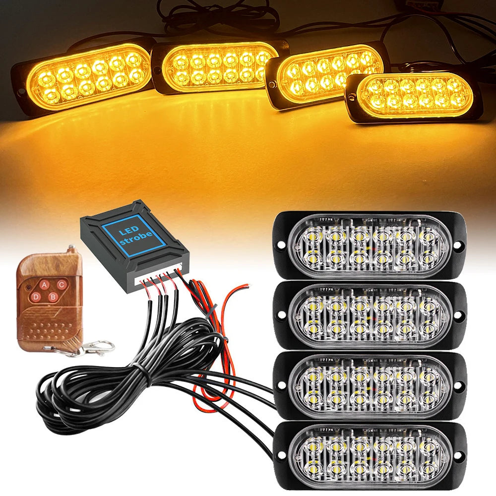 12 Emergency Grille Strobe Yellow Stroboscope Daytime Running