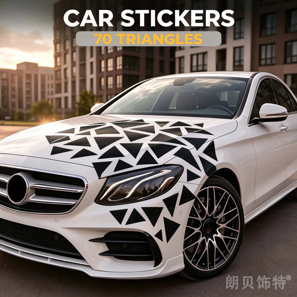 1SET Triangle Stickers Black Geometric Shattered Decals 115x32cm
