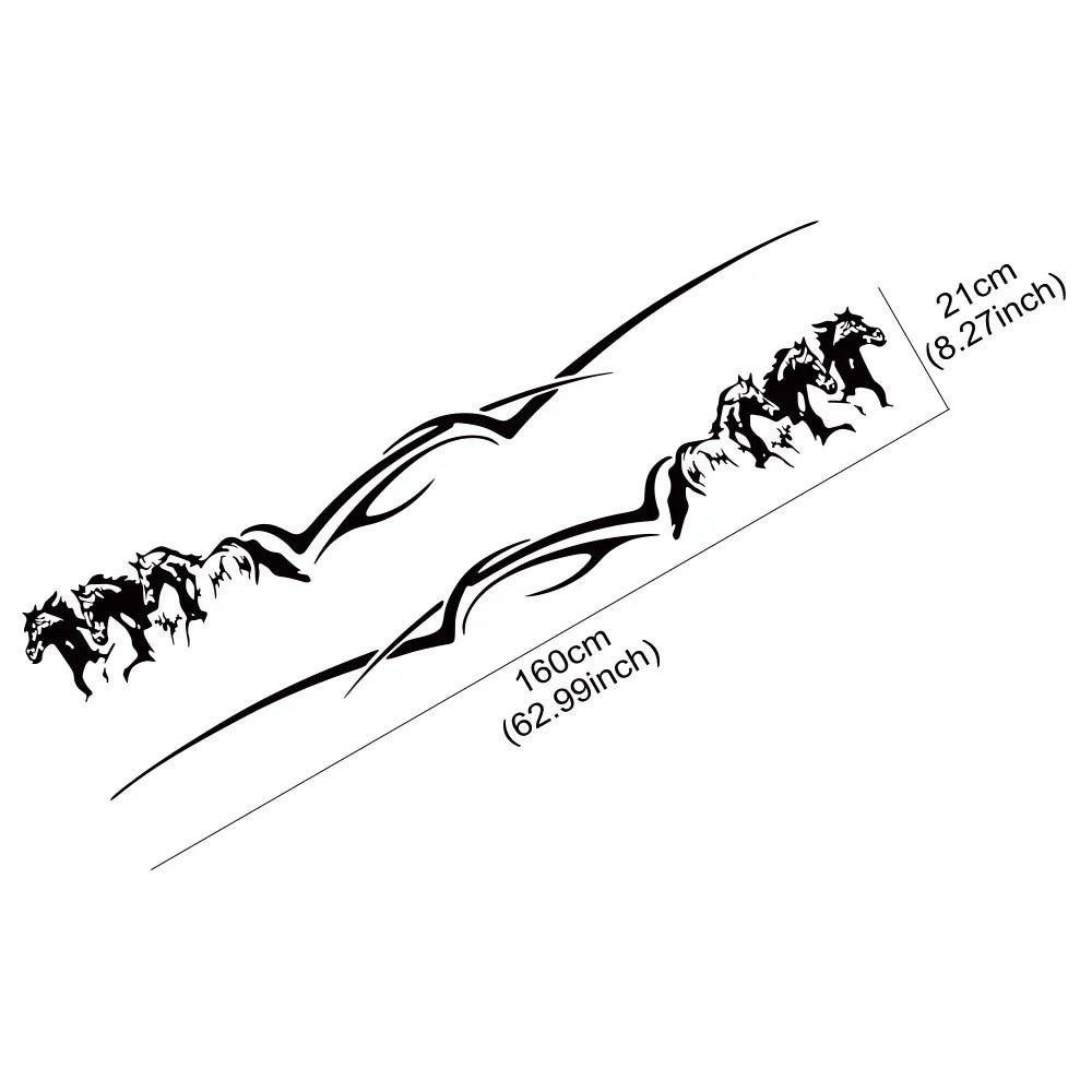 Running Horse Graphic Silhouette Stickers Stripe Vinyl Decals