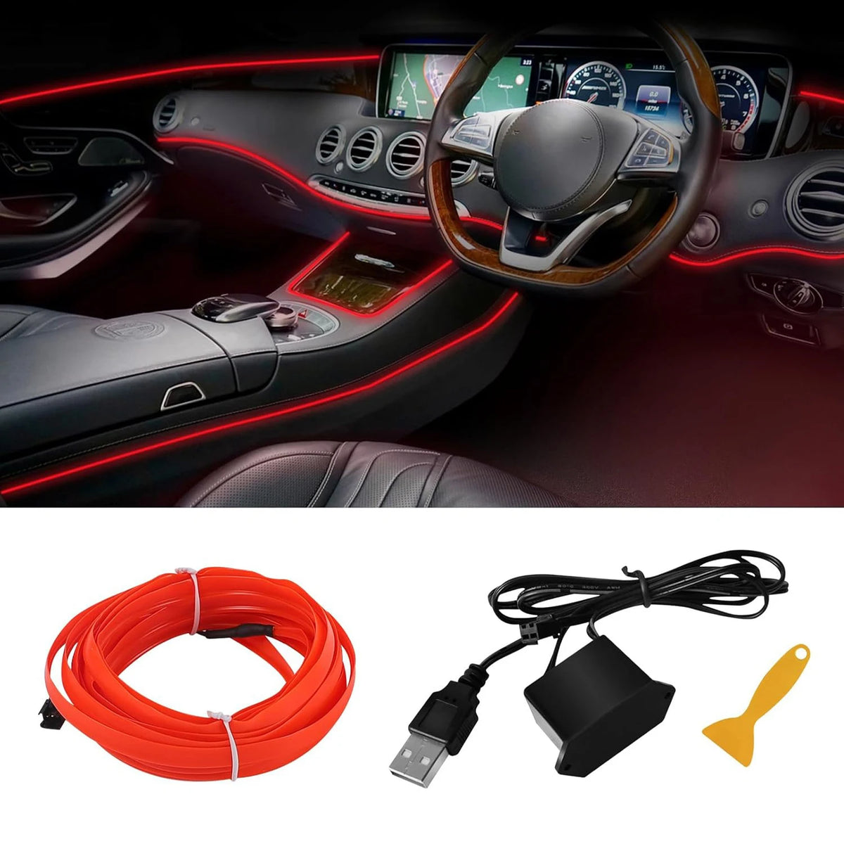 5M USB Interior Ambient Strip Flexible Neon Atmosphere Dashboard