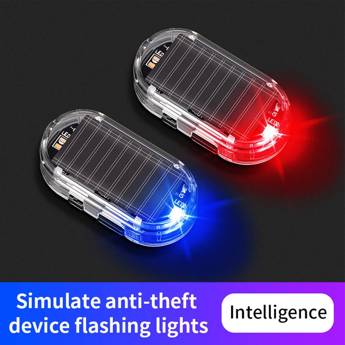 1PCS Solar Powered Fake Security Blue Red Simulated Wireless