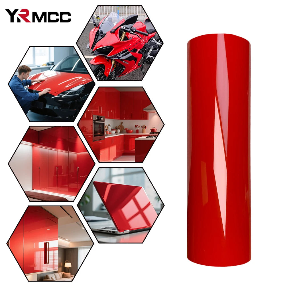 Pet Glossy Red Vinyl Film Wrapping Roll Decal Sticker