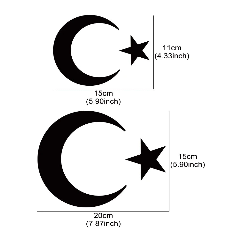 Turkish Flag Moon Stars Sticker Scratch Resistant Vinyl Decals