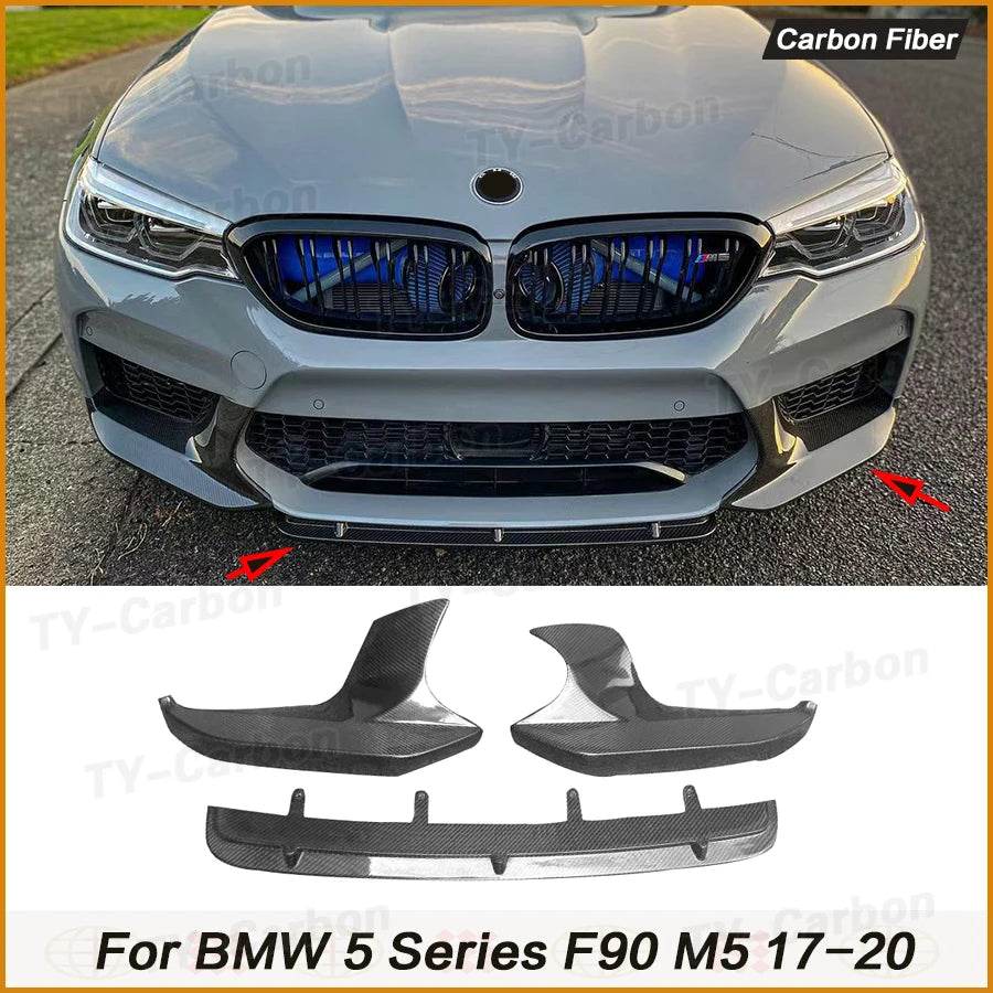 For BMW 5 Series F90 M5 Real Carbon Fiber Front Bumper Lip Upper