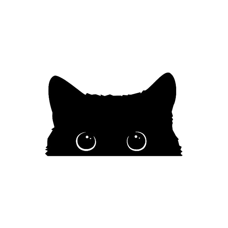 Sticker Cartoon Cat Black Big Eyes Vinyl Cover Waterproof