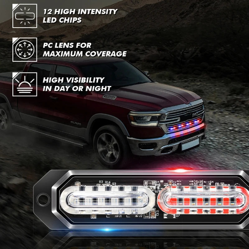 4X 12LED 24LED Grille Strobe Emergency Warning