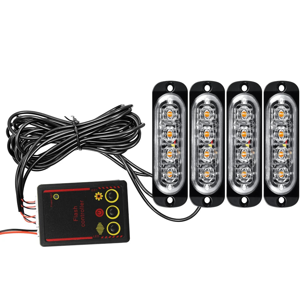 Amber Grille In Flash Bar Truck Motorcycle Emergency Trailer