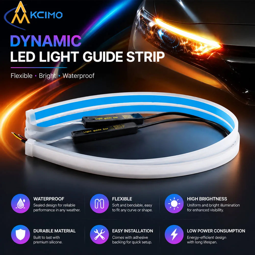 1PC 12V Flexible Waterproof Drl Strip White Turn Signal