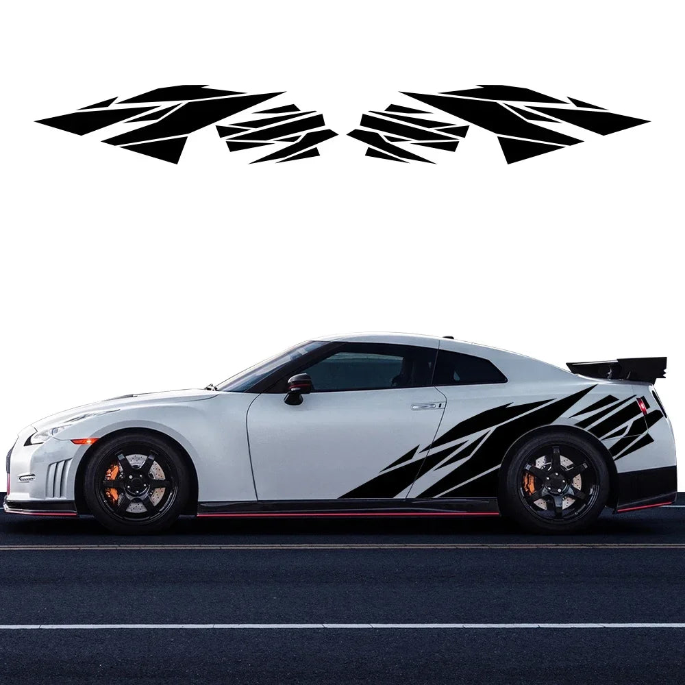 2PCS Door Side Skirts Stickers Fragment Splicing Vinyl Decals