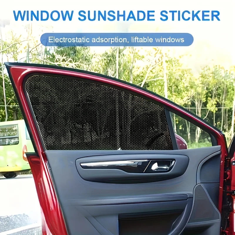 4PCS Sunshade Sticker Black Mesh Electrostatic Side Window Sun