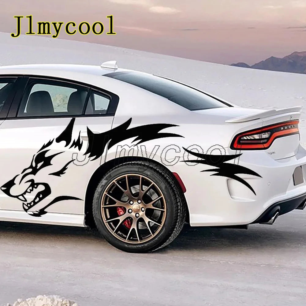 2PC Large Size Stickers Coyote Wolf Grunge Design Vinyl