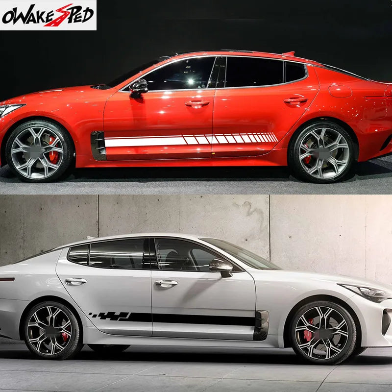 For Kia Stinger Gt Gts Racing 2PCS Door Both Side Skirt Sticker
