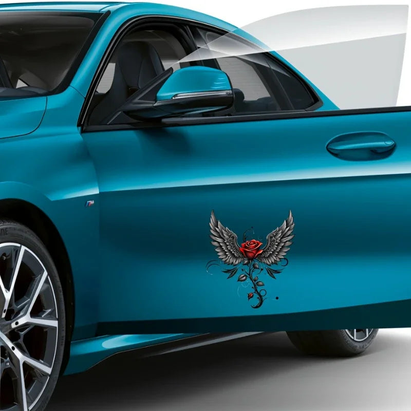 For Auto Window Bumper Body Styling Stunning Angel Wings Rose