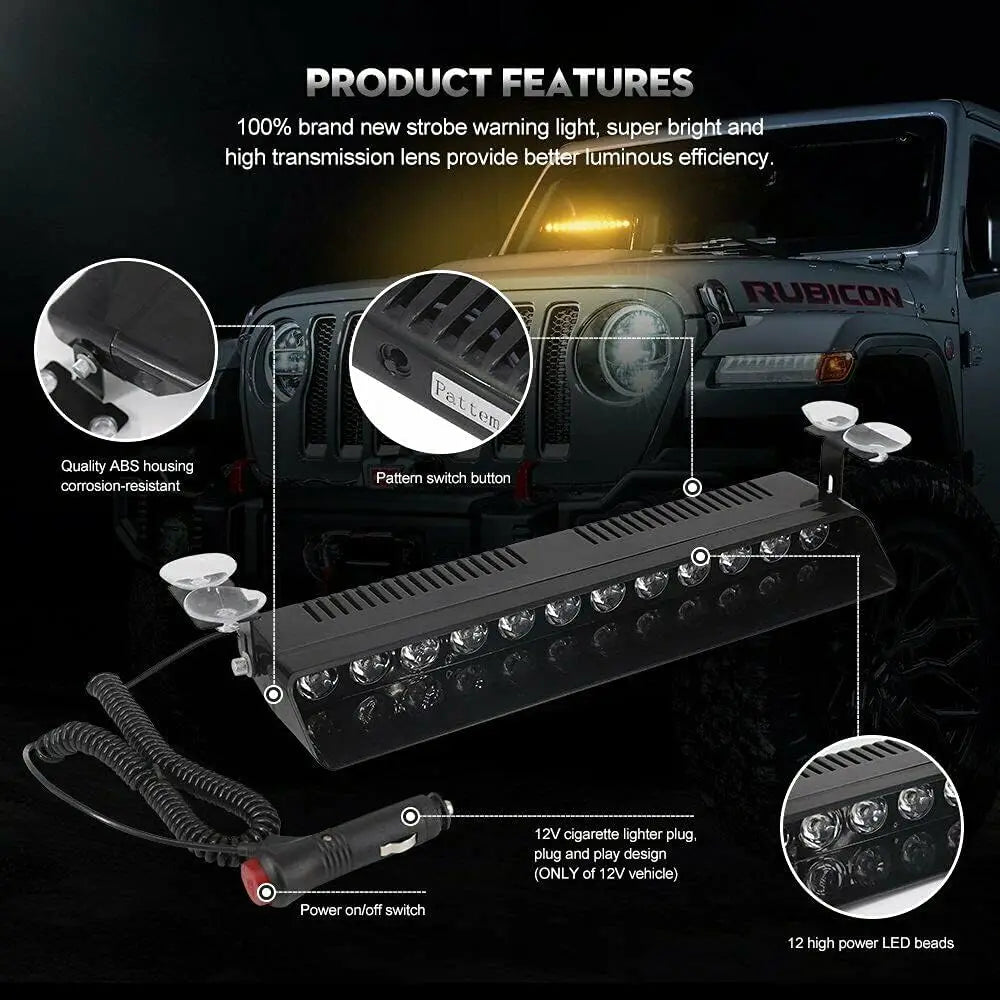 For Vehicles Dash Strobe Safety Flashing Warning Hazard Interior