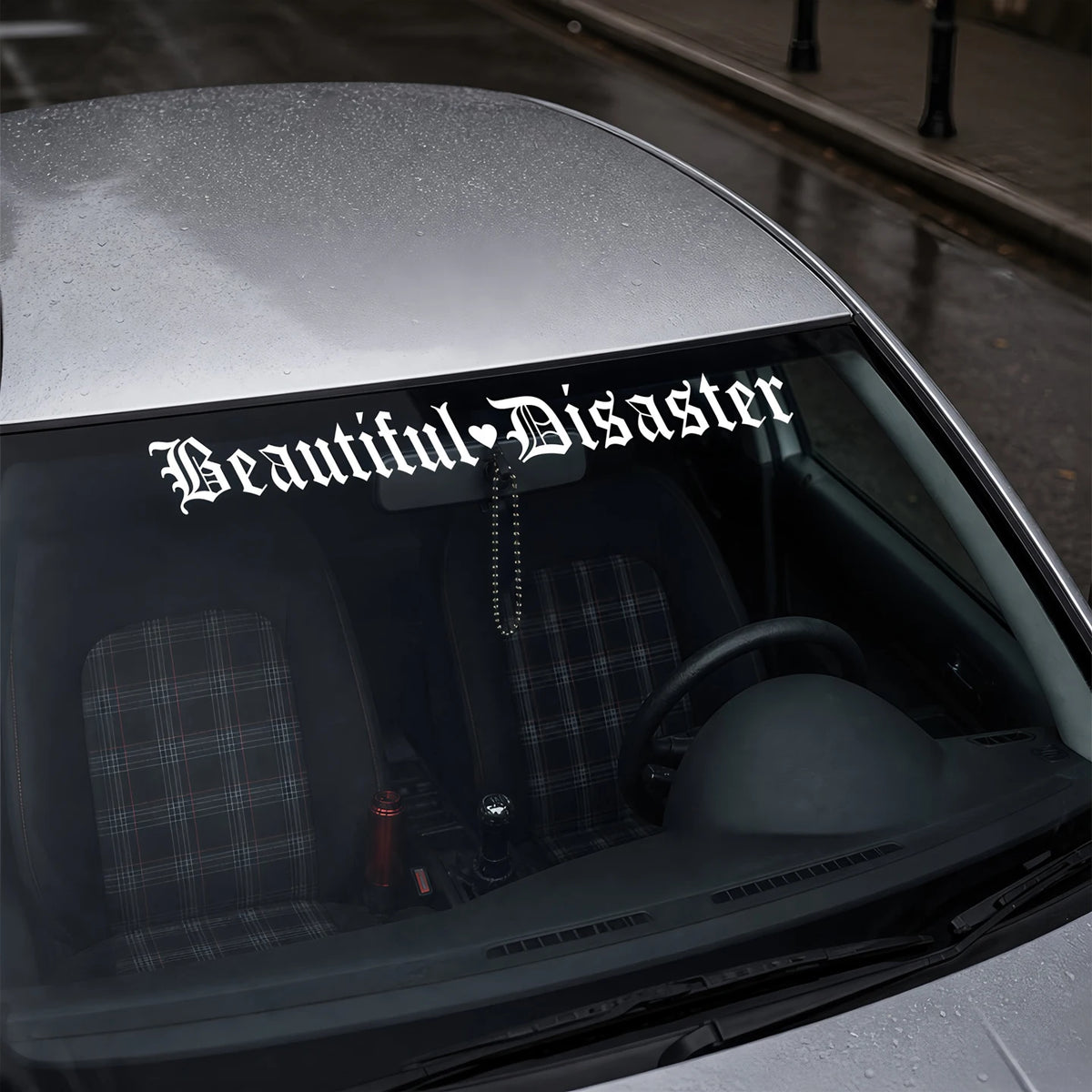 Beautiful Disaster Gothic Letter Vinyl Sticker Jdm Modified Front