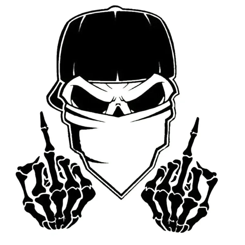 Sticker Window Decal Truck Outdoor Skull F U Middle