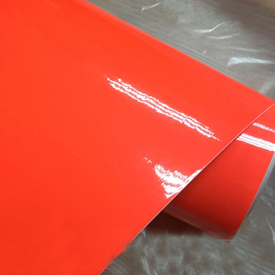 50x152cm Glossy Fluorescent orange-red Wrap Foil Motorcycle