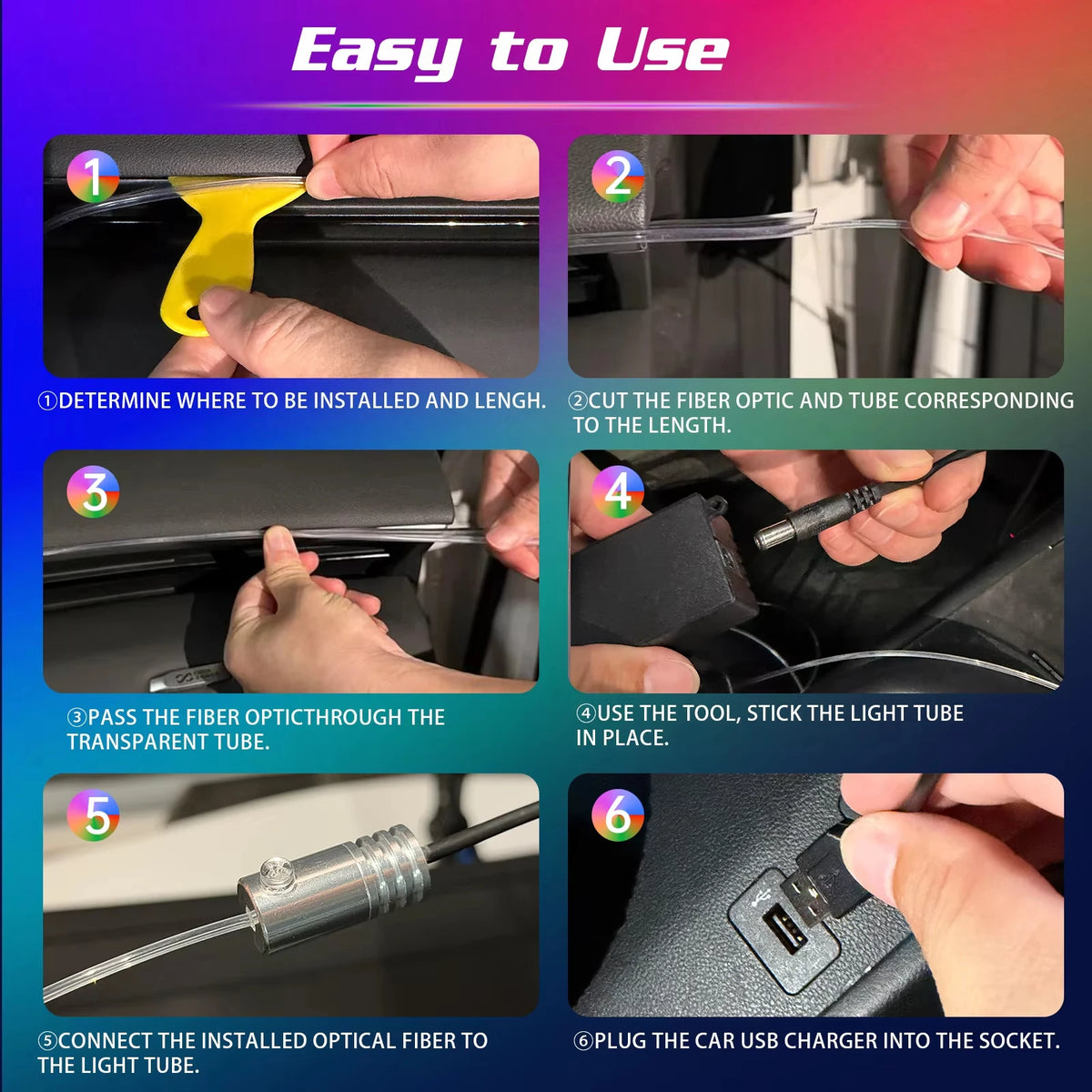 RGB Ambient Strip Kit Million Colors Interior APP Remote