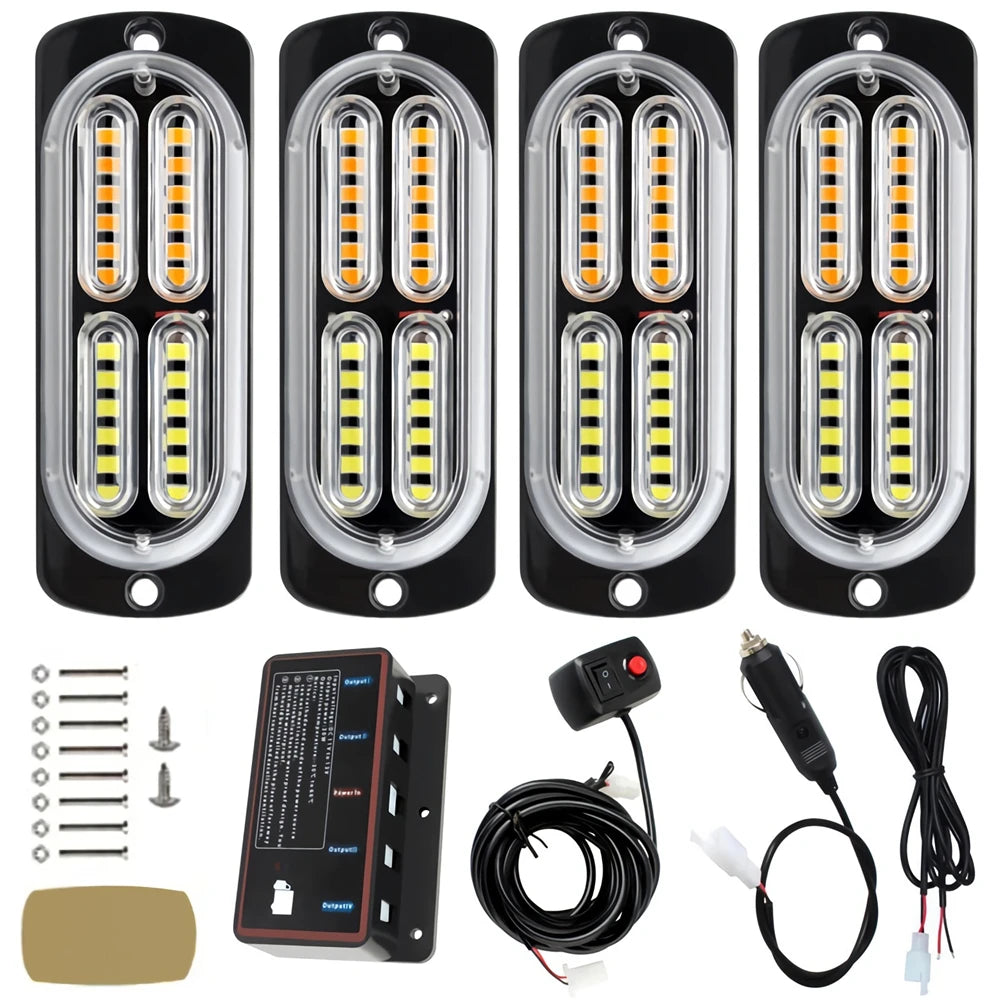 Strobe Set 24LED 12V SUV Ambulance Flashing Switch Red