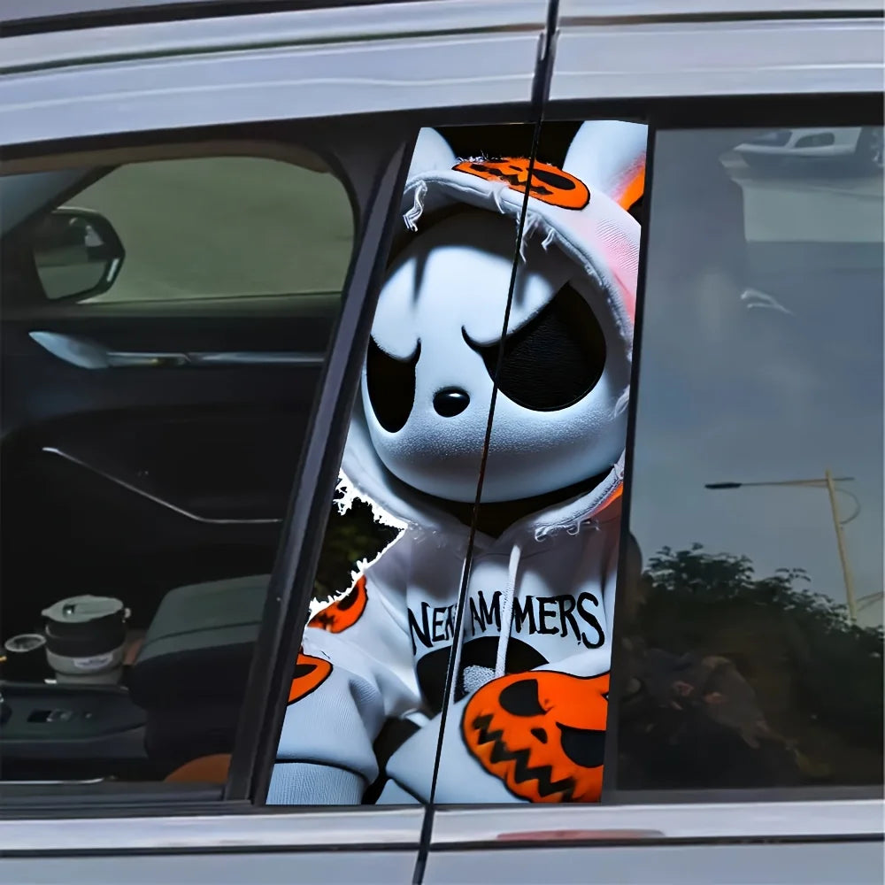 For Glass 2-piece Evil Rabbit Pattern Vinyl b-pillar Sticker