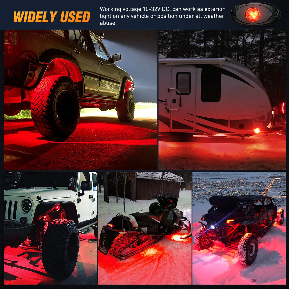 Nilight Rock 6PCS Underglow Wheel Well Pods Waterproof Exterior