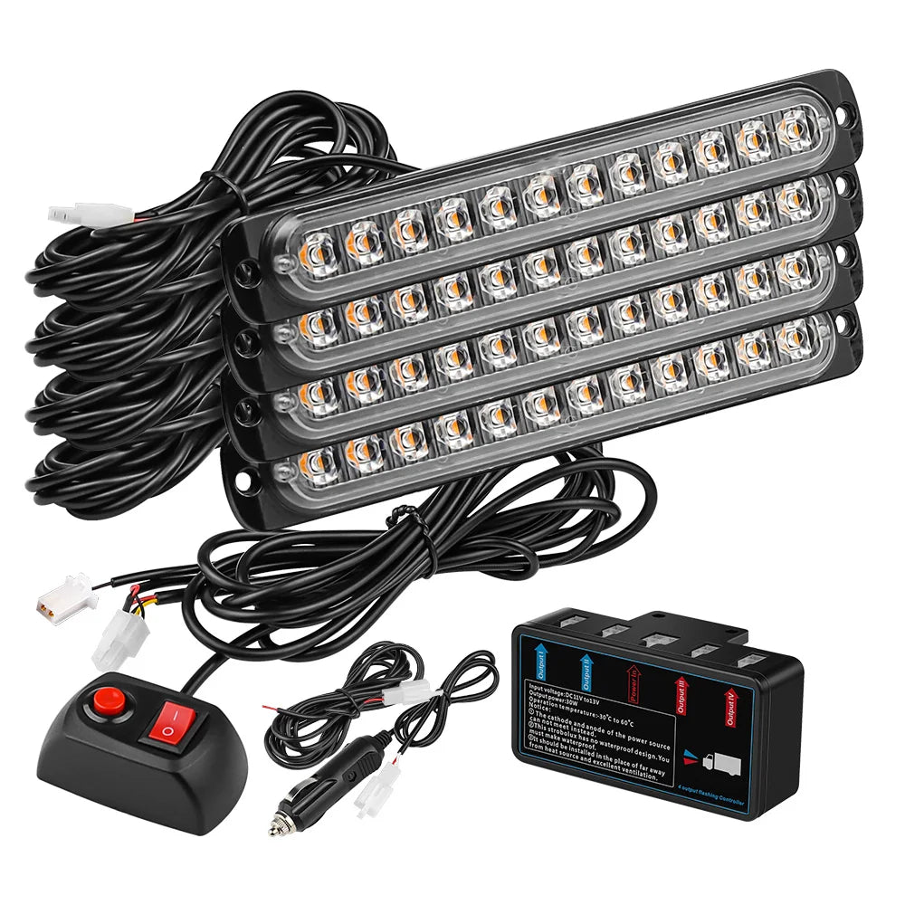 4PCS Strobe Kit In Wireless Control Warning Signal Grille