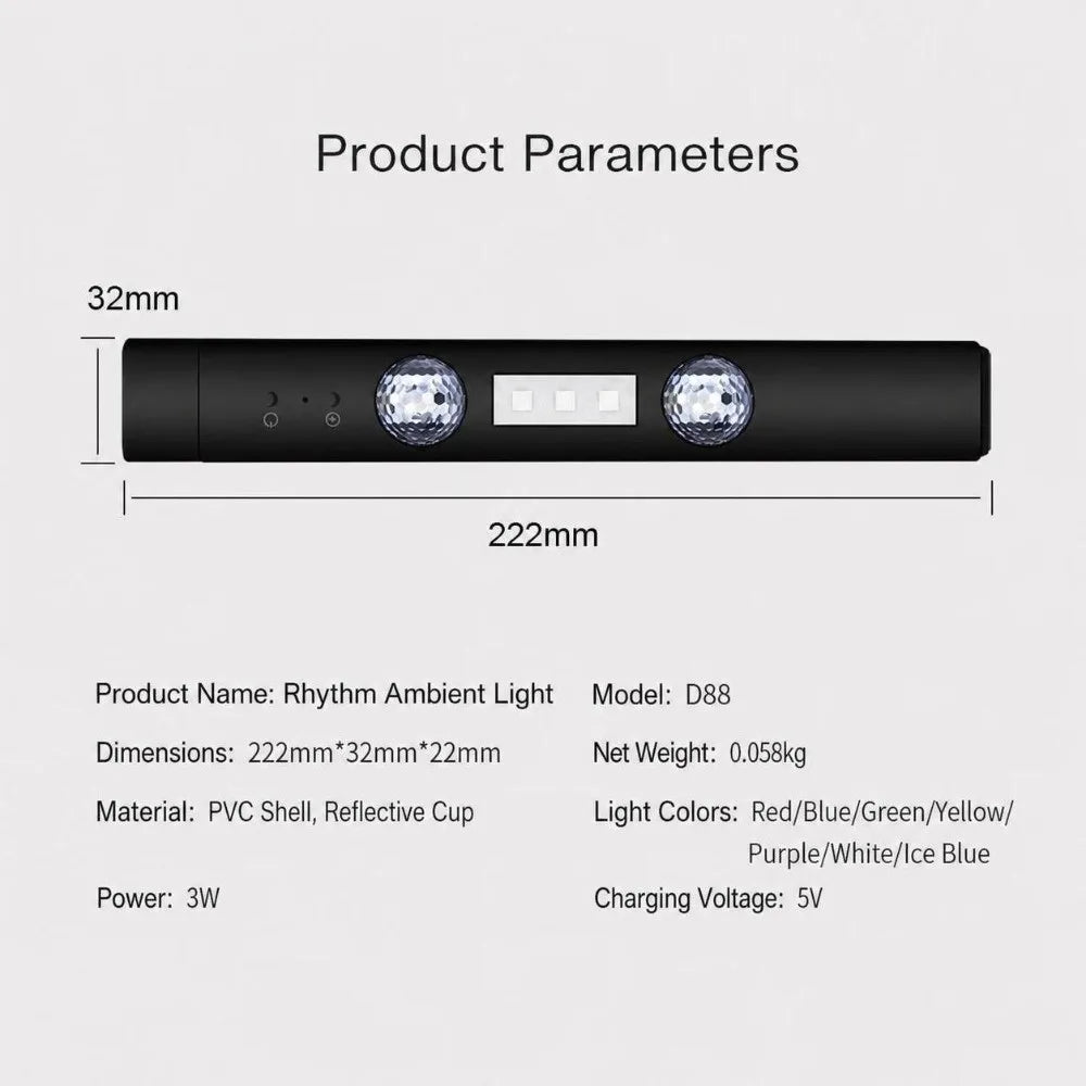 Durable sound-activated Interior Ambient Rechargeable USB