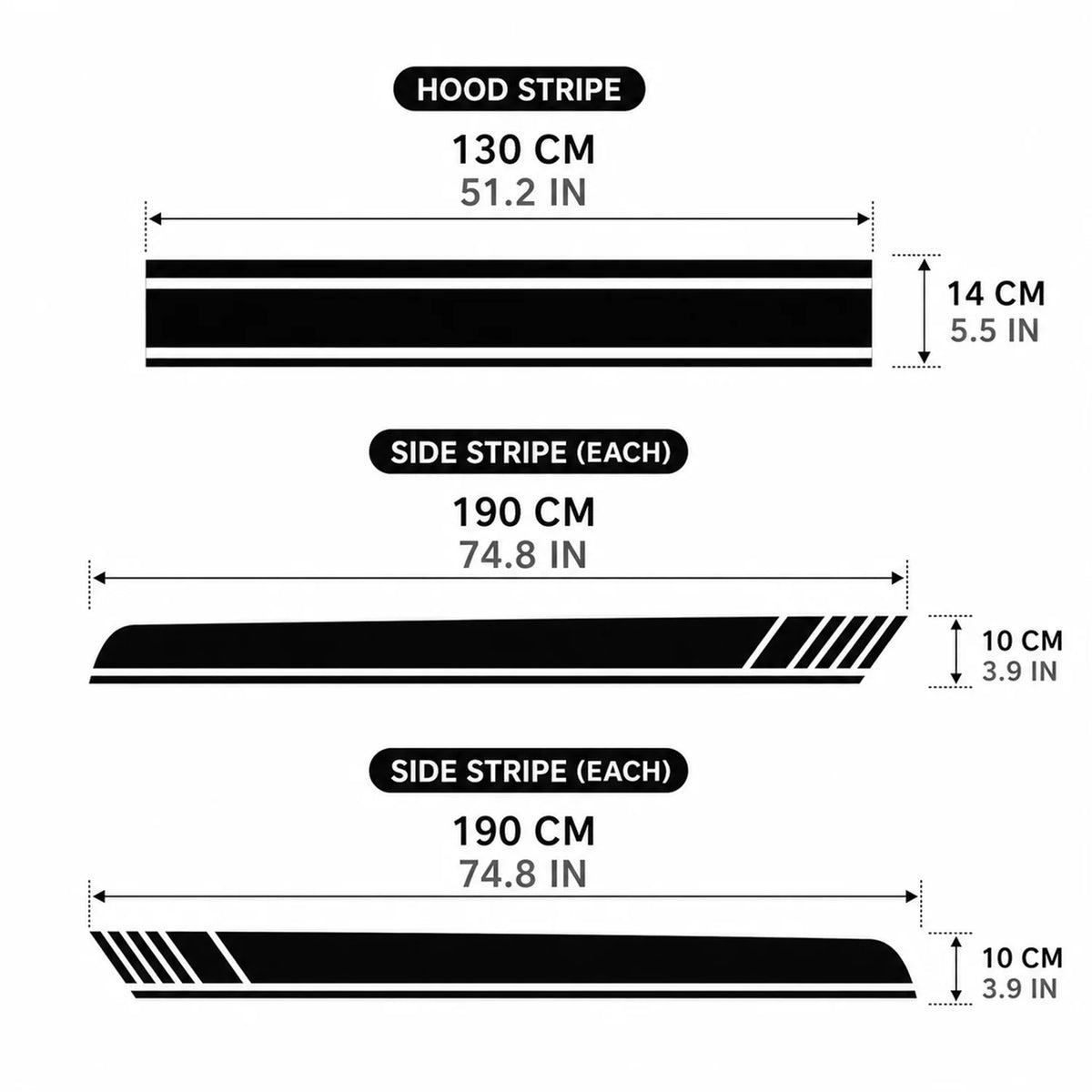 Racing Stripes Hood Side Decal Vinyl Sticker Sport Body