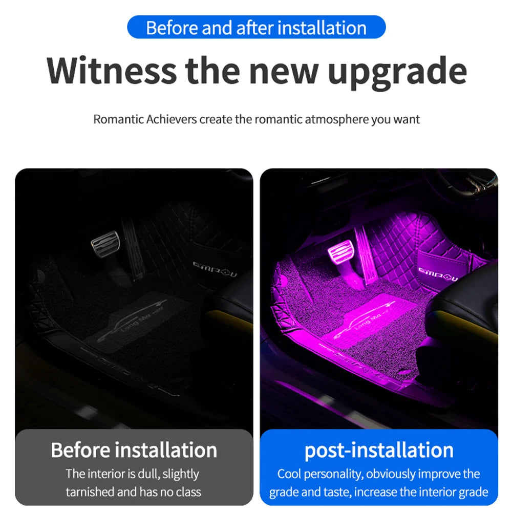 Neon Interior Ambient Foot Strip Kit Backlight Remote APP