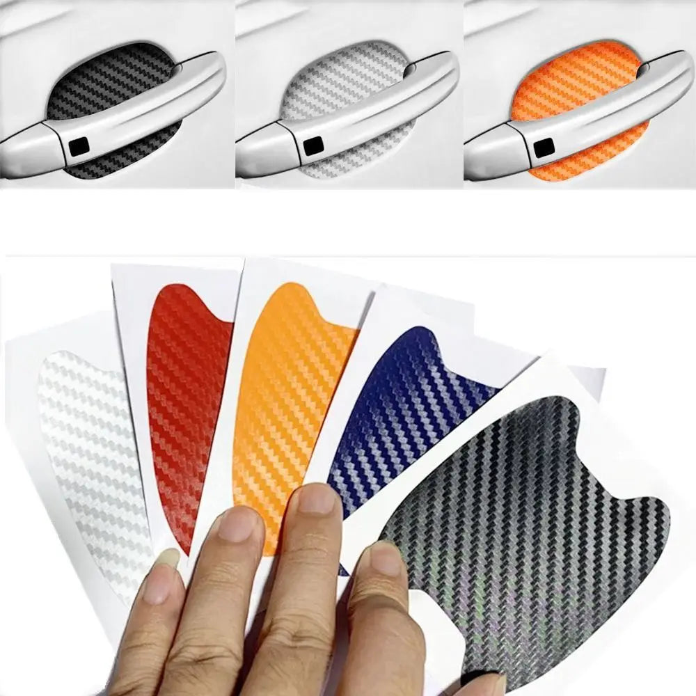 4PCS Door Handle Sticker Carbon Fiber Anti Scratch Protector