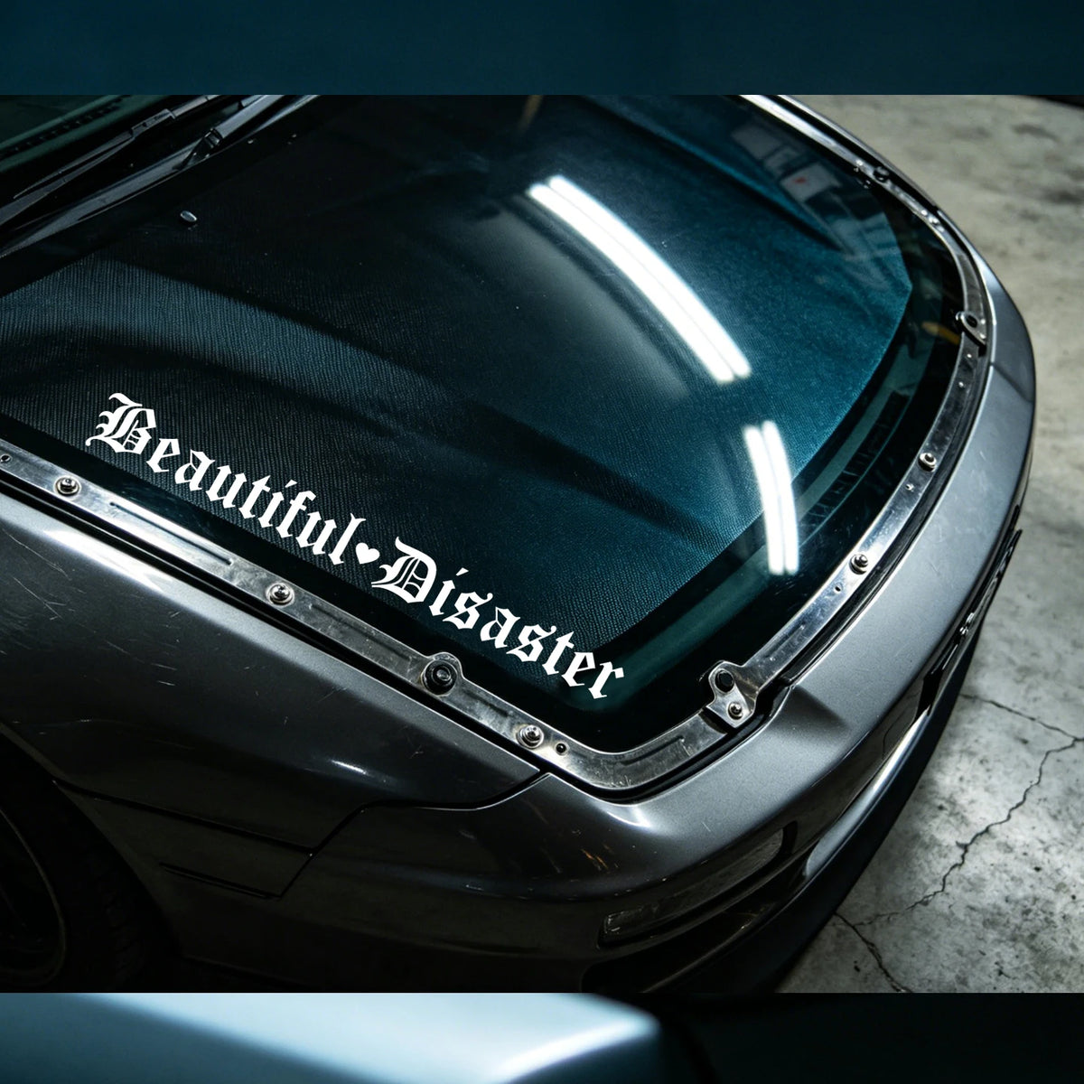 Beautiful Disaster Gothic Letter Vinyl Sticker Jdm Modified Front