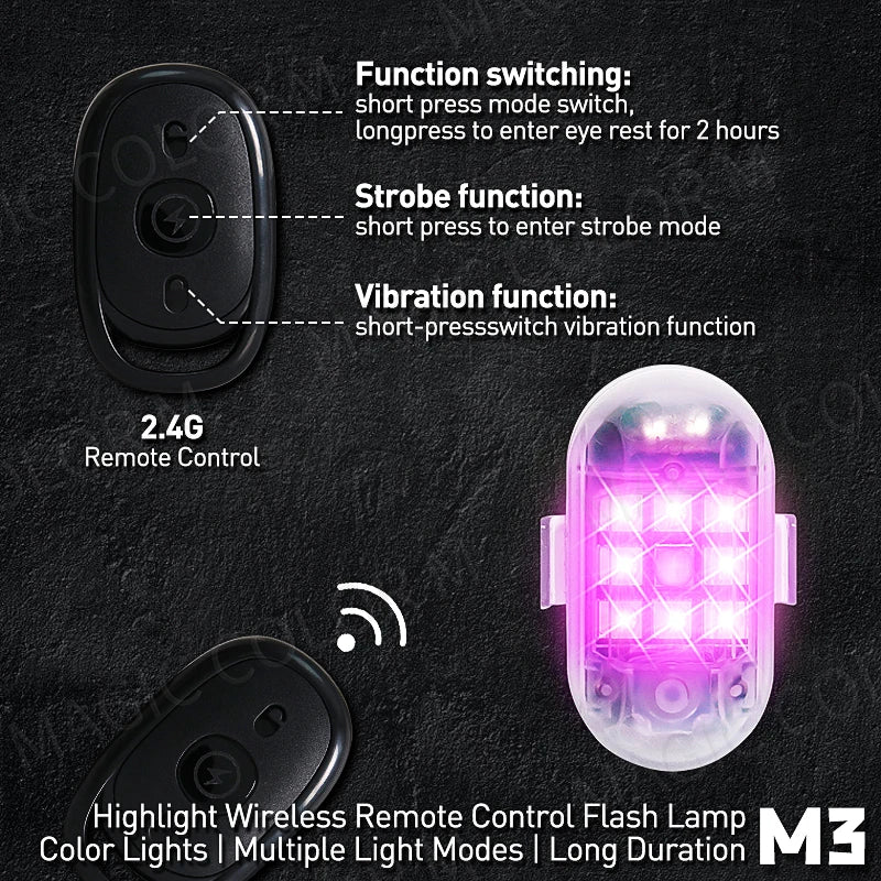 2PCS Wireless Strobe Remote Control Warning Flash Indicator