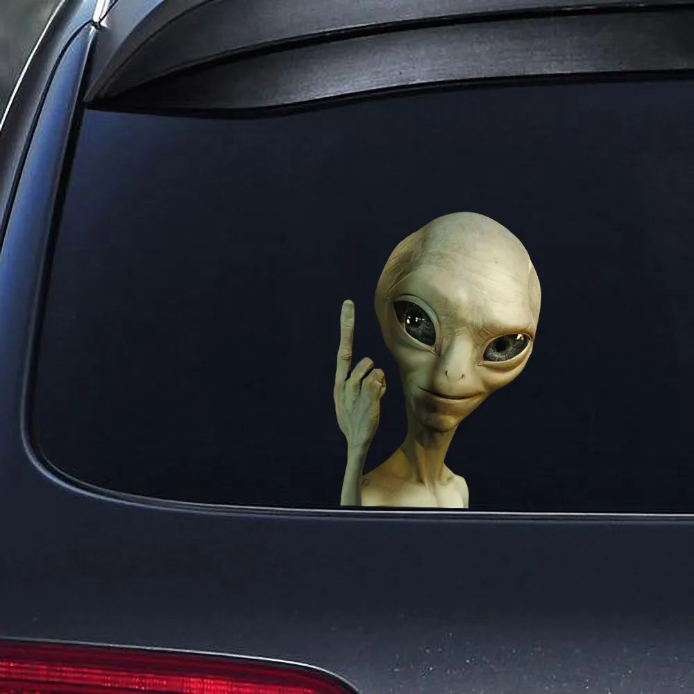 1PC Alien Waving Stickers Window Waterproof Vinyl Decals Durable