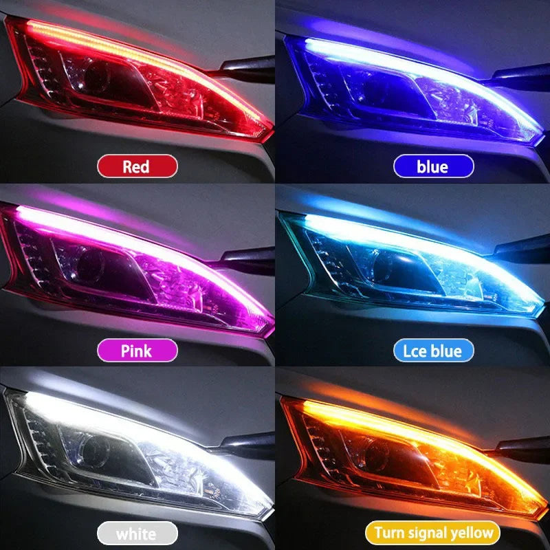 Drl Flexible Waterproof Headlight Strip Headlights RGB Turn