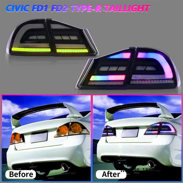 For Honda Civic FD1 FD2 2006-2012 RGB Color Taillights 8TH Gen