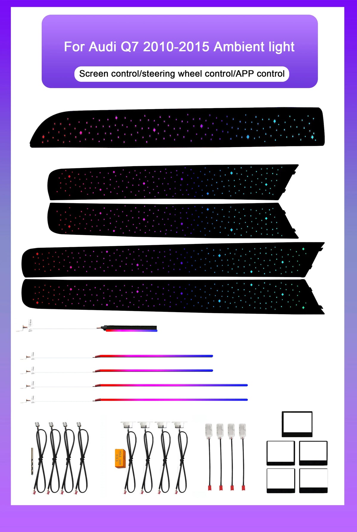 For Audi Q7 Models 2006-2015 64-color Interior Lighting Dynamic