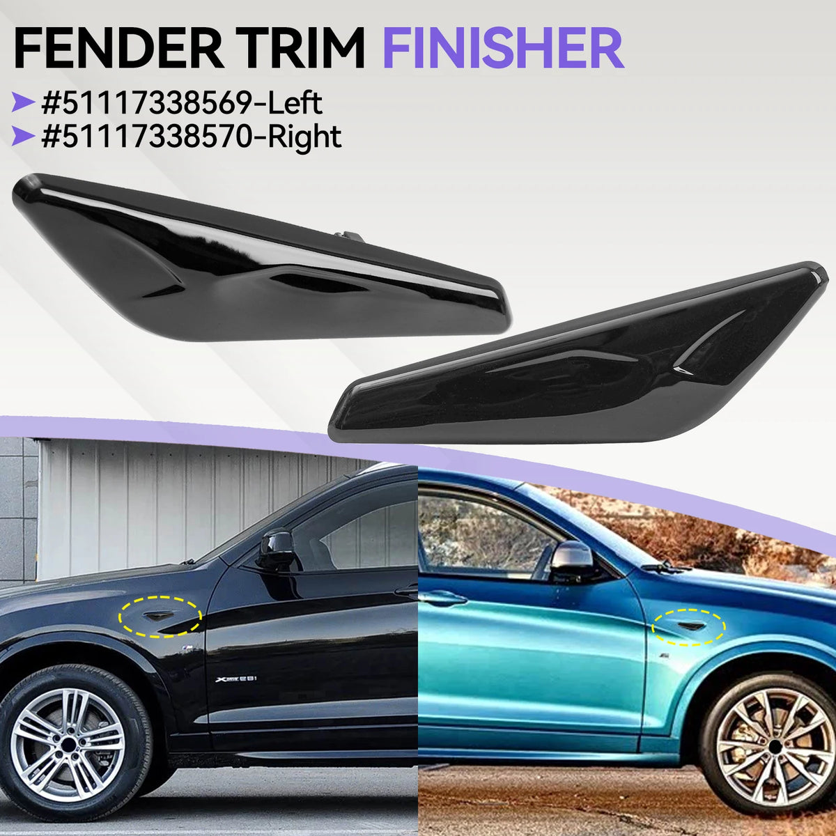 For BMW X3 X4 F25 F26 Front Left Right Fender Panel Side Marker