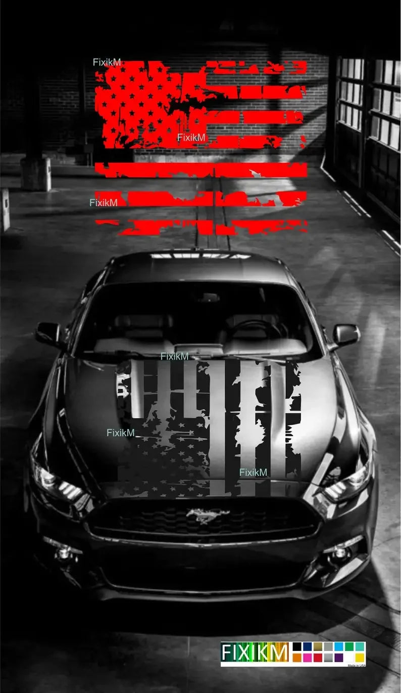 For Hood Or Roof Any Custom Large American Flag Vinyl Decal